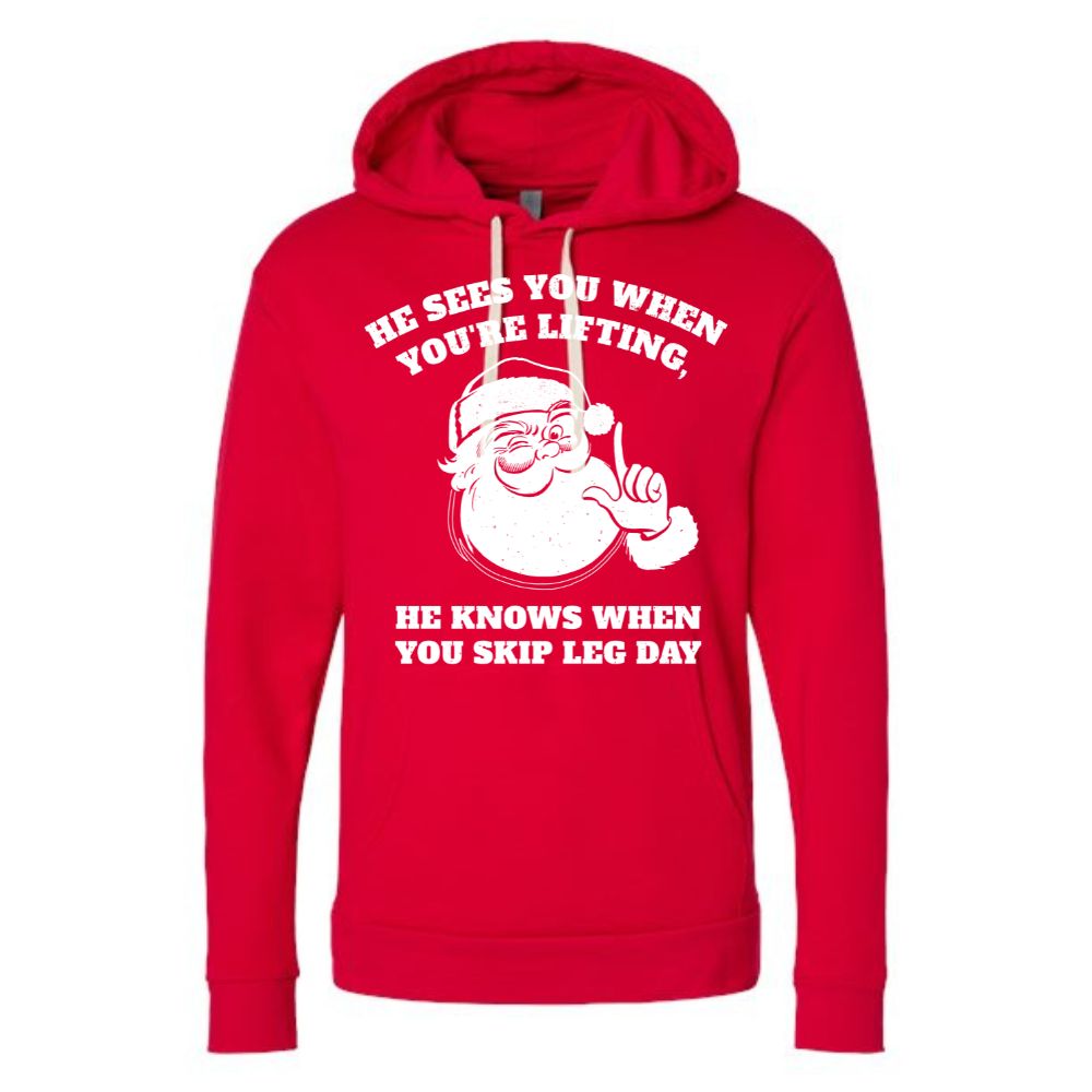 Santa Sees You Lifting Hoodie