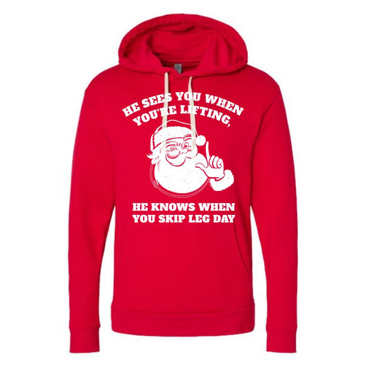 Santa Sees You Lifting Hoodie