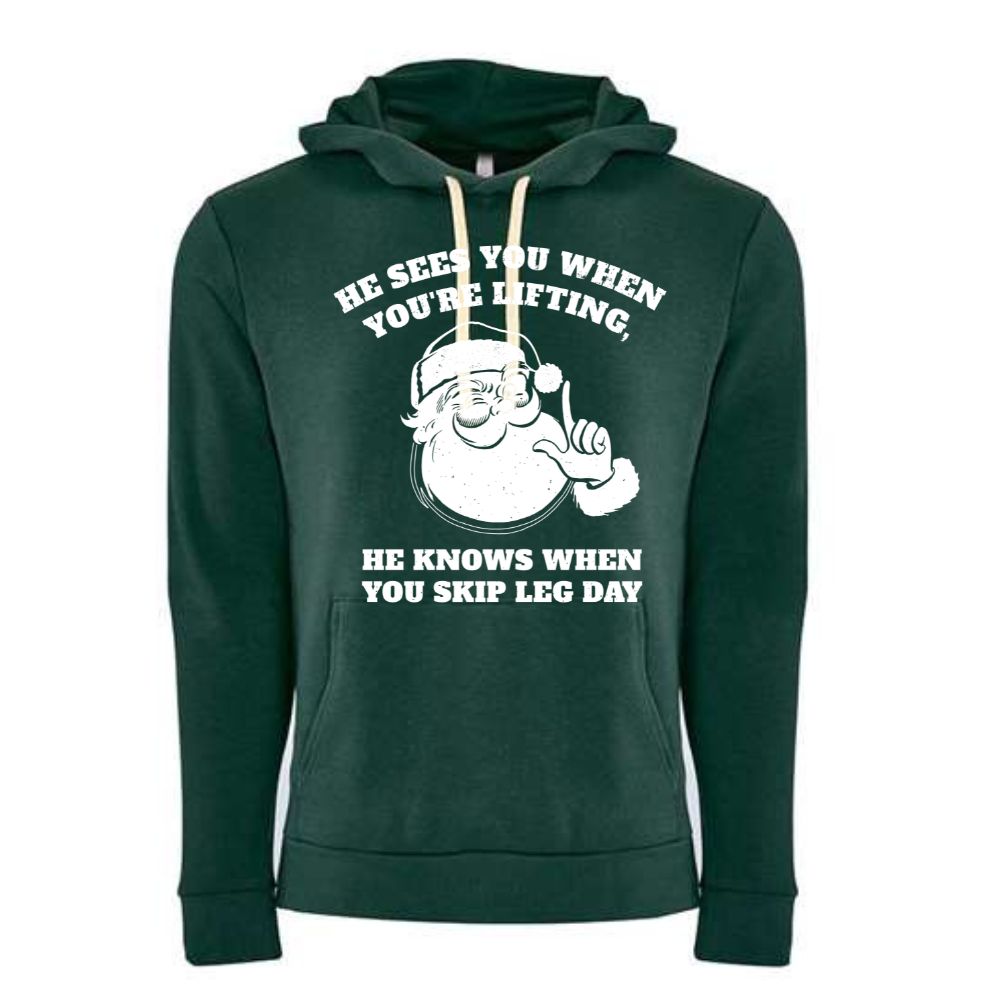 Santa Sees You Lifting Hoodie